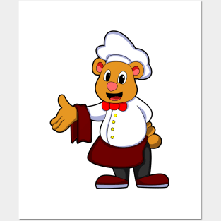 Bear as Cook with a Chef's hat Posters and Art